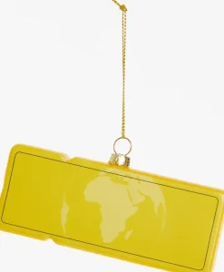 Yup in de Boom kerst ornament vliegticket curacao geel 12 x 6,5 x 1,5 cm