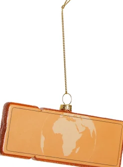 Yup in de Boom kerst ornament vliegticket kaapstad oranje 12 x 4,5 x 1,2 cm
