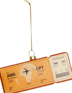 Yup in de Boom kerst ornament vliegticket kaapstad oranje 12 x 4,5 x 1,2 cm