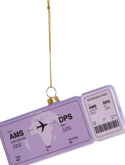 Yup in de Boom kerst ornament vliegticket bali paars 12 x 4,5 x 1,2 cm
