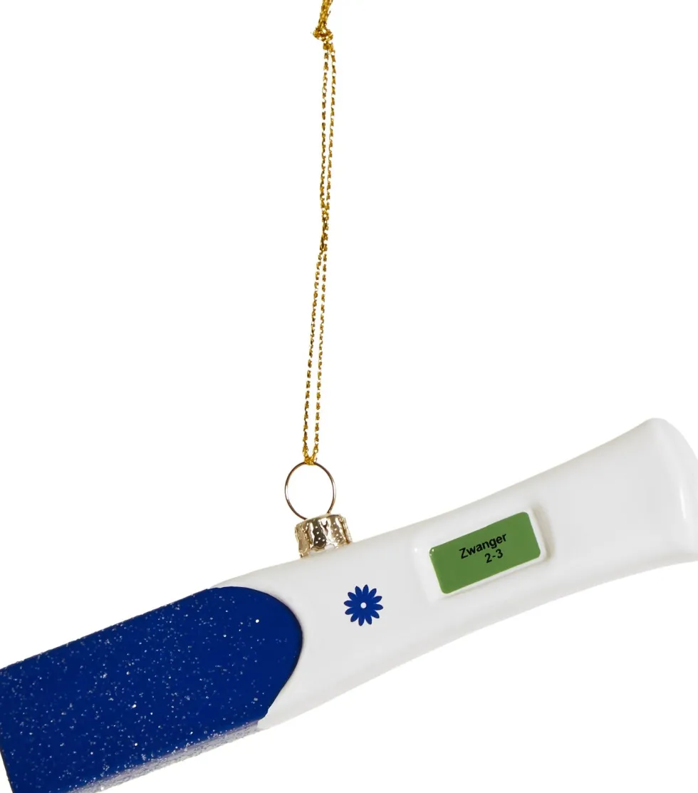 Yup in de Boom kerst ornament zwangerschapstest wit / blauw 13 x 1,5 x 1,2 cm